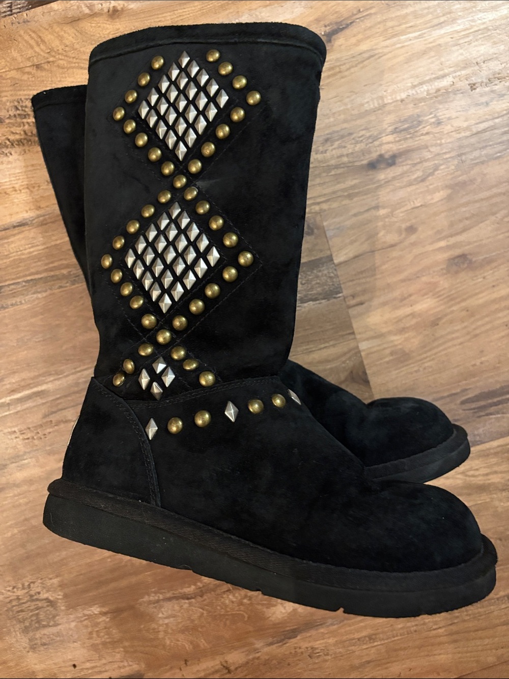 UGG Black Studded Suede Mid-Calf Boots